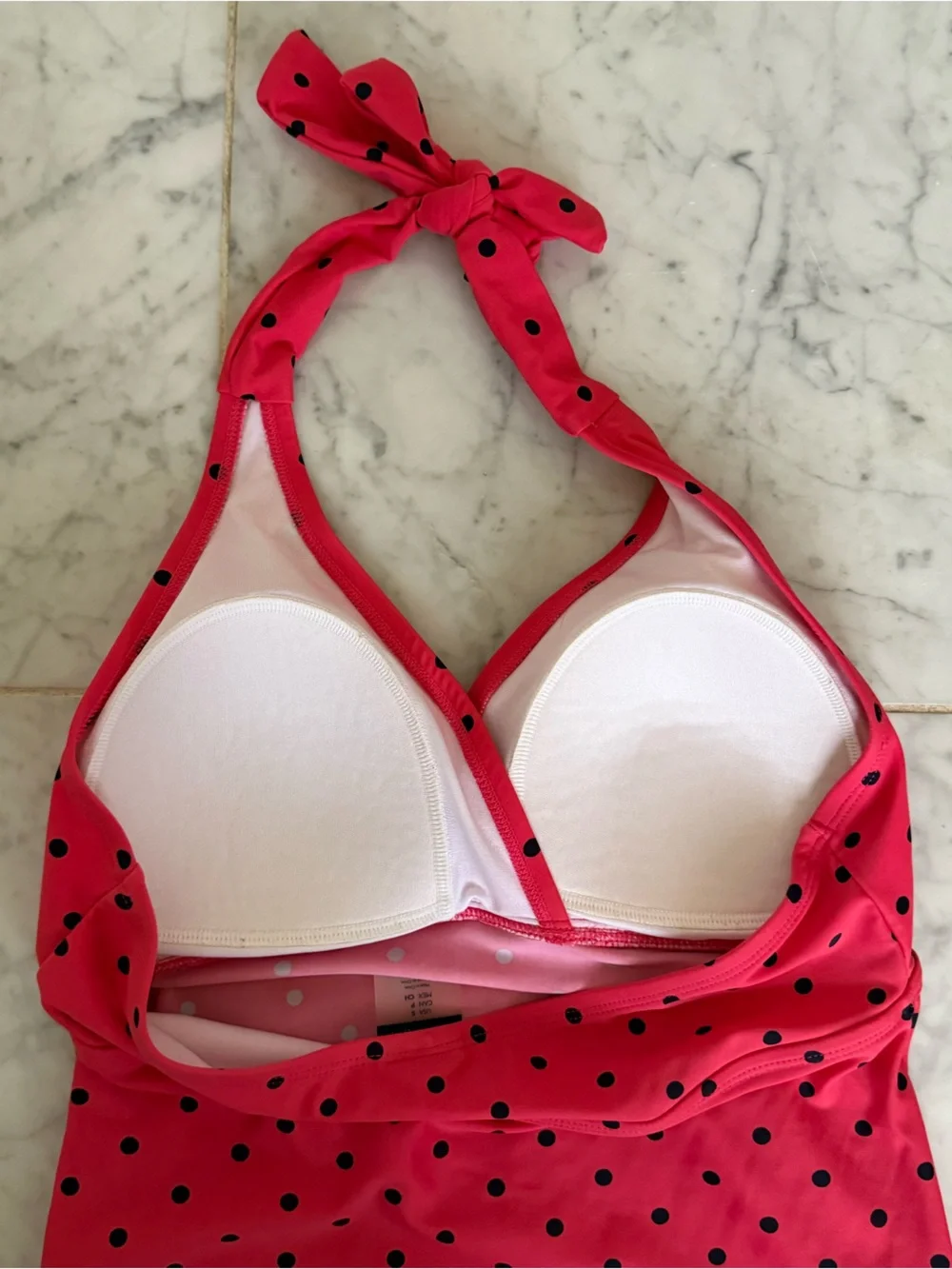 Hot Pink Polka Dot Maternity Swimsuit Beach Bump One Piece Halter Bathing Suit S